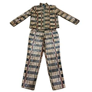 🧥🐍 SELENE SPORT 90s Vinyl Plaid Snakeskin Pantsuit | Y2K Collector Unisex Sz 12